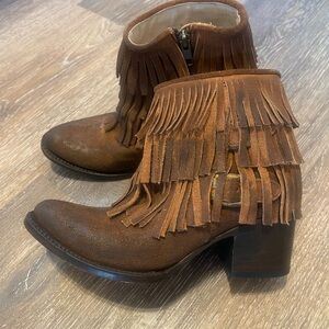Freebird Belle Brown Fringe Ankle Boots